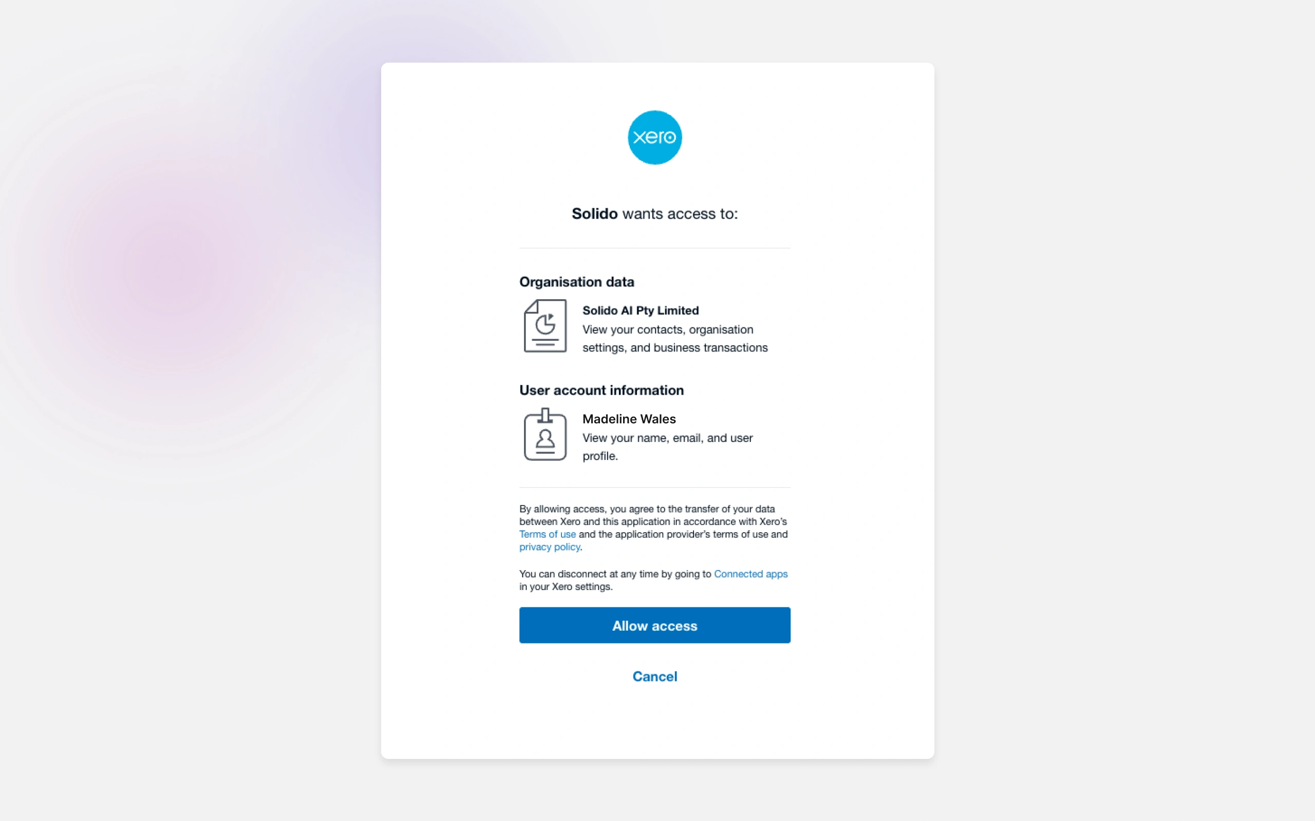 Xero Connection Authentication